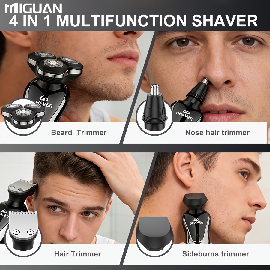 Electric Razor for Men, 3in 1/ 4in 1 Electric Shaver Nose Hair Trimmer USBRechargeable Portable Razor 3D Floating Blade Digital Display ShavingBeard Machine