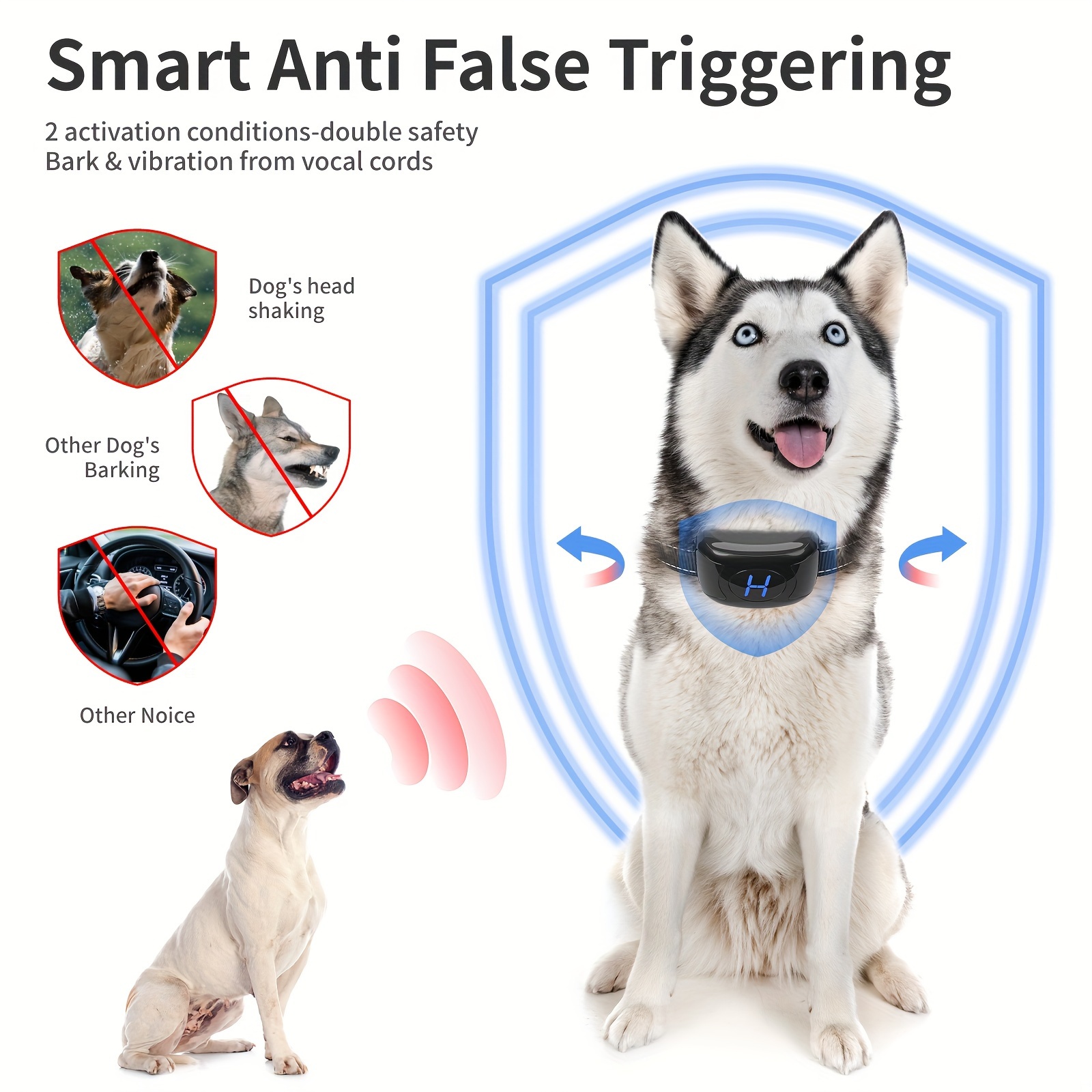 dog bark collar rechargeable smart anti barking collar dogs Temu