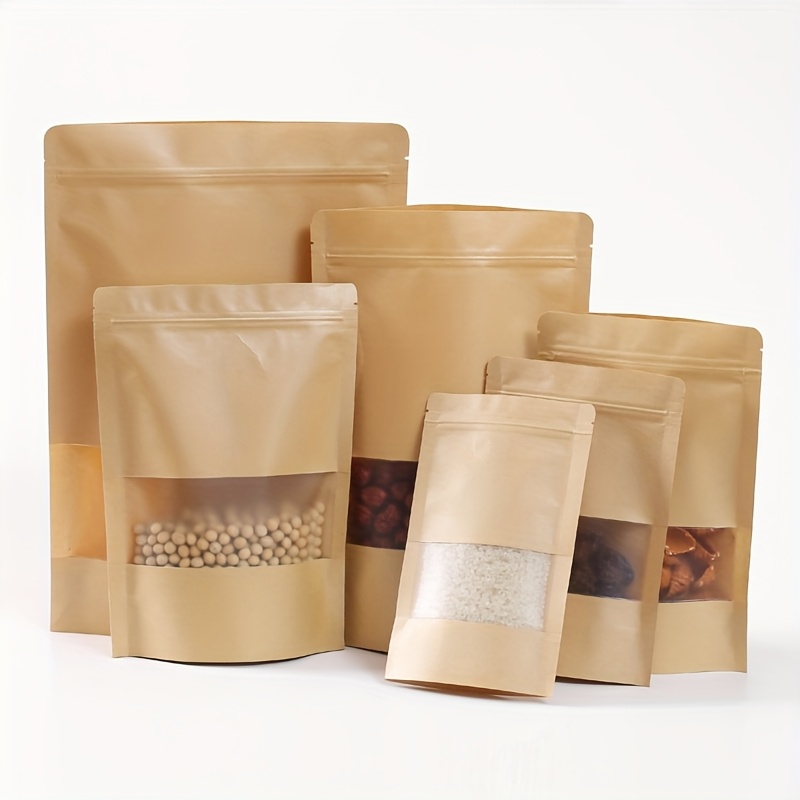 50pcs pack   paper bags matte window snack and nut packaging bags self   sealing bags white     bags