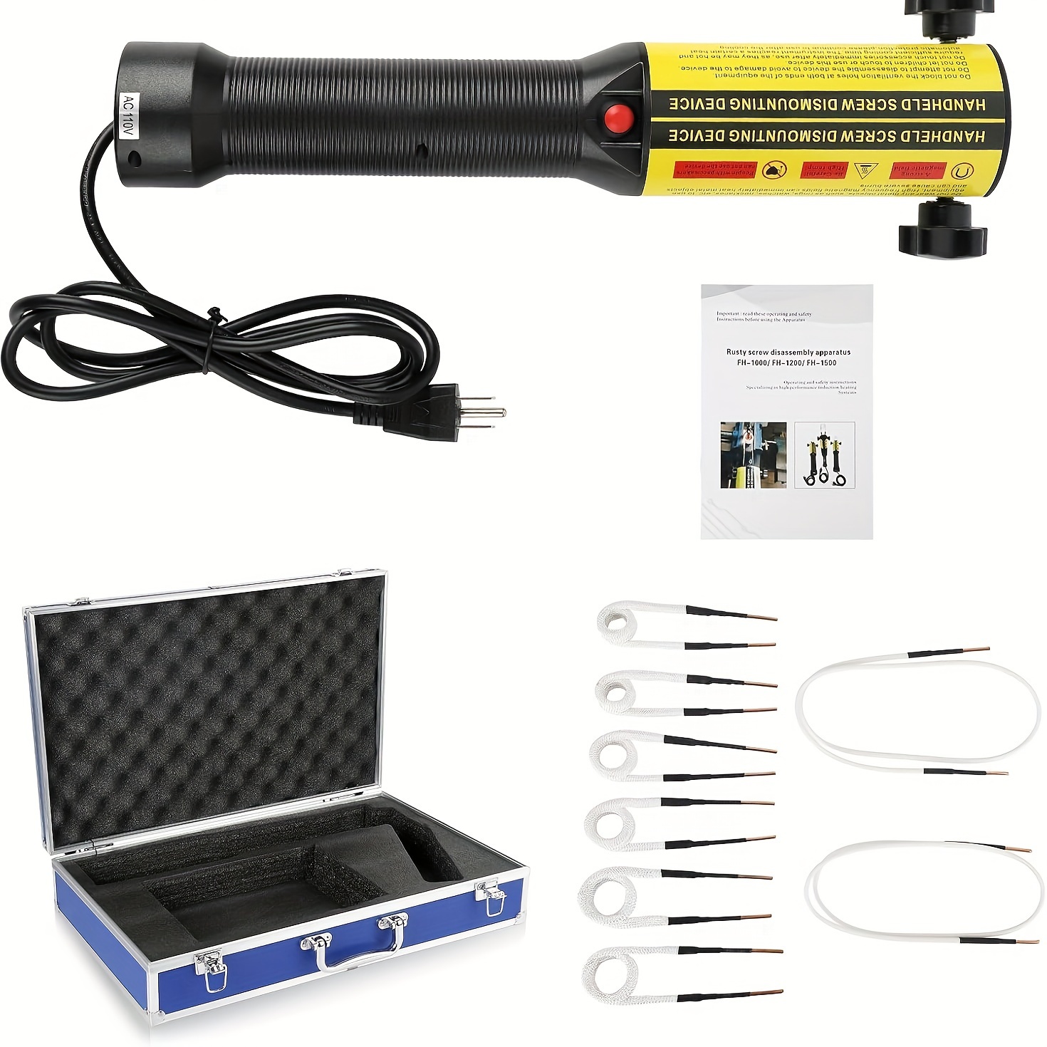 

Hufy Magnetic Induction Heater Kit, 1200w 8 Coils Automotive Flameless Heat Induction, Handheld Rusty Screw Removal Tool With Portable Storage Box