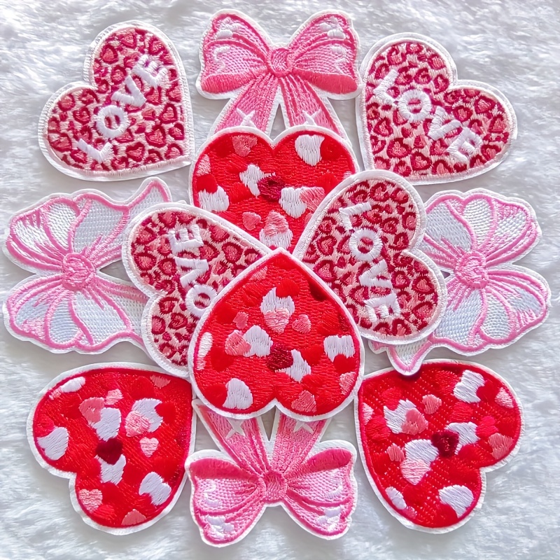 

4pcs Valentine's Day Love Themed Embroidered Iron-on Patches, Mixed Designs, Pink Decorative Appliques For , Trucker Hats, Jeans, Shirts, Jackets, And Bags