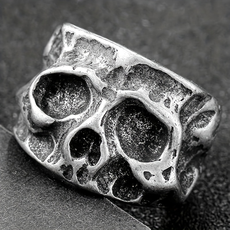 QQTDFG Men Retro Gothic Death Skull Ring Stainless Steel Cocktail Party