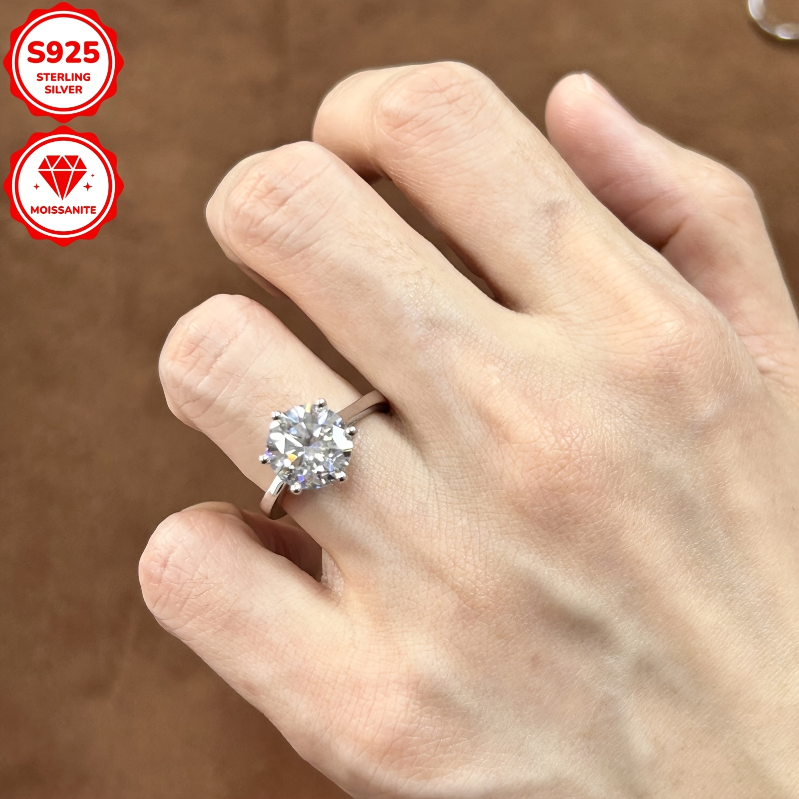 925 Silver Moissanite Engagement Ring 4ct Wedding Bride Anniversary Gift