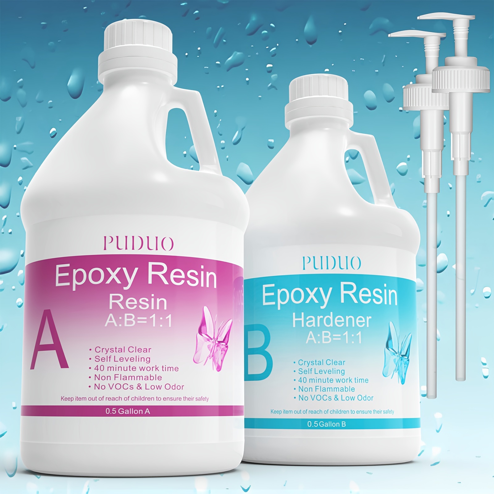 

1:1 Epoxy Resin Crystal 1 Gallon With Pump Kit For Coating, Casting, Resin Art, Jewelry, Tabletop, Bar Top, Live Edge Tables, Fast Curing 2 Part Epoxy Casting Resin Kit