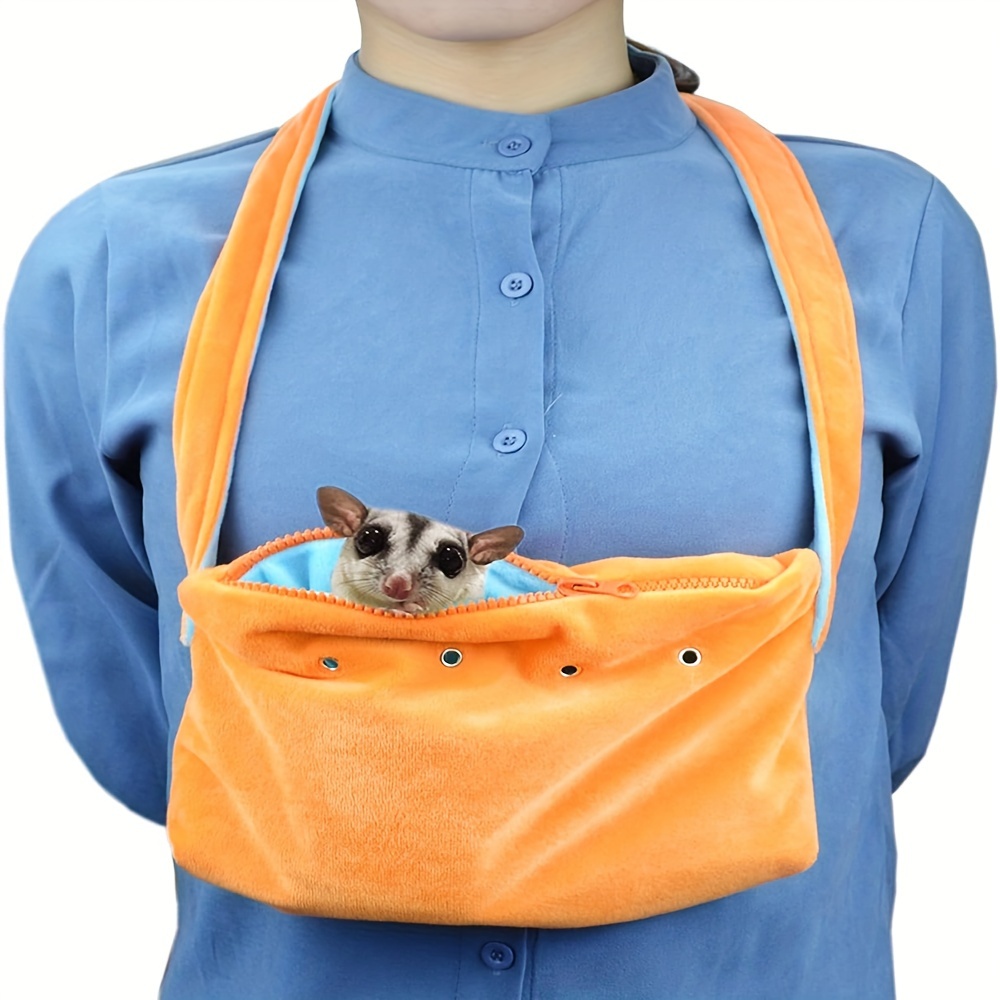 

Cozy Flannel Small Pet Sling Carrier - Zippered, Soft Orange Pouch For , Moles & Sugar Gliders - Comfortable & Travel Bag, Bag