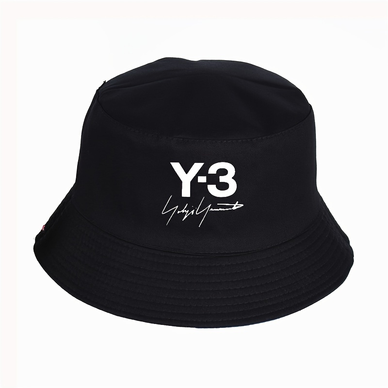 

Y-3 Women's Bucket Hat: Cotton Blend, Non-stretch, Sun Protection, Knit Design, Printed Pattern