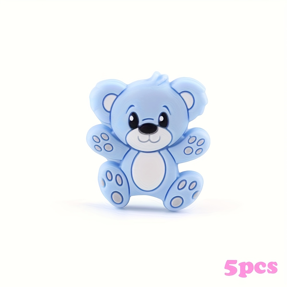 TEMU 5 Perline Orsetto di Peluche in Silicone | Perline Decorative, Utilizzate per di Gioielli, Braccialetti Creativi a , Collane, Materiali per