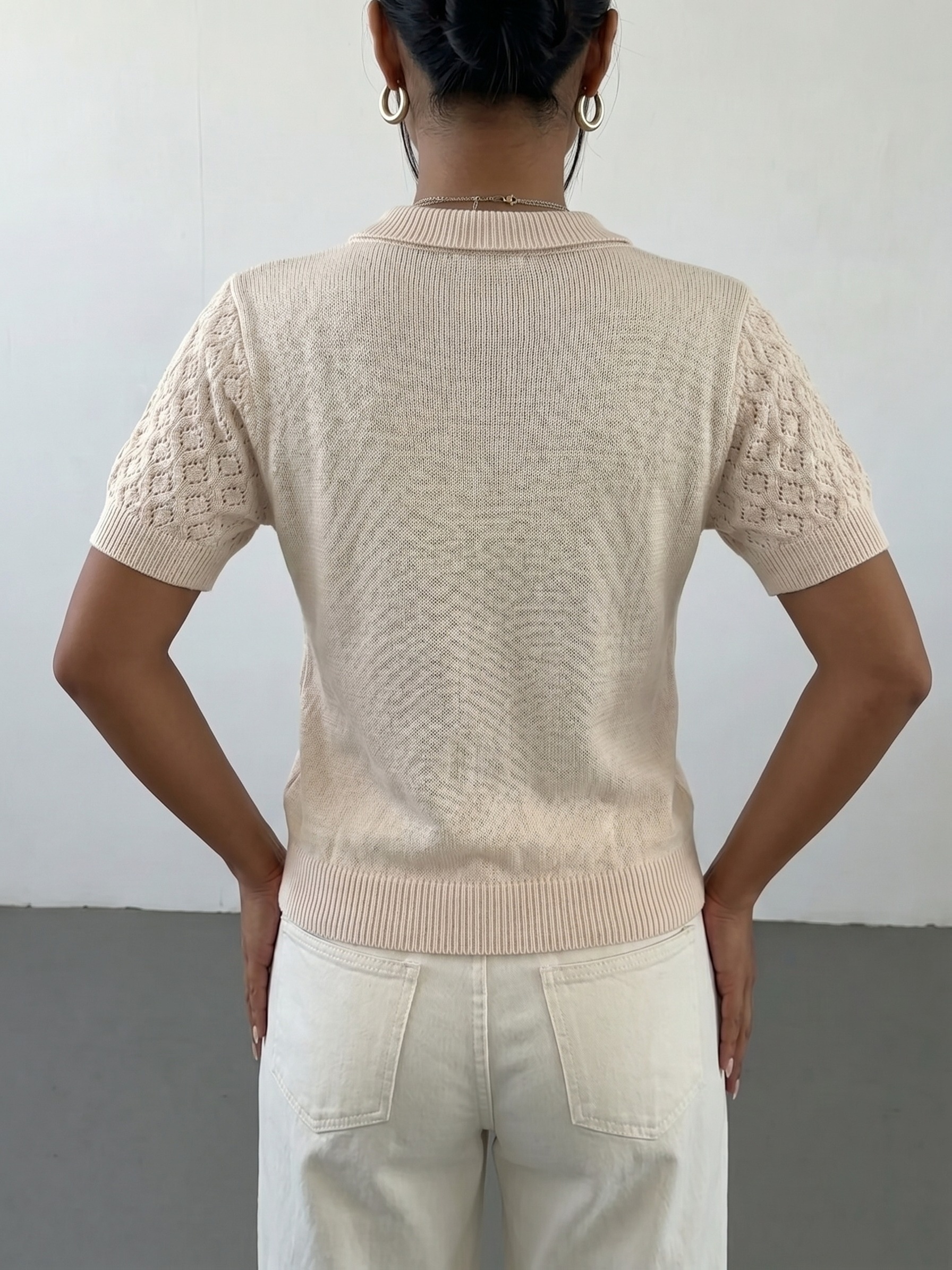 European and American Style Summer Women's Polo Shirt Sweater, Half-Zip Lapel Short Sleeve Breathable Casual Commuter Top