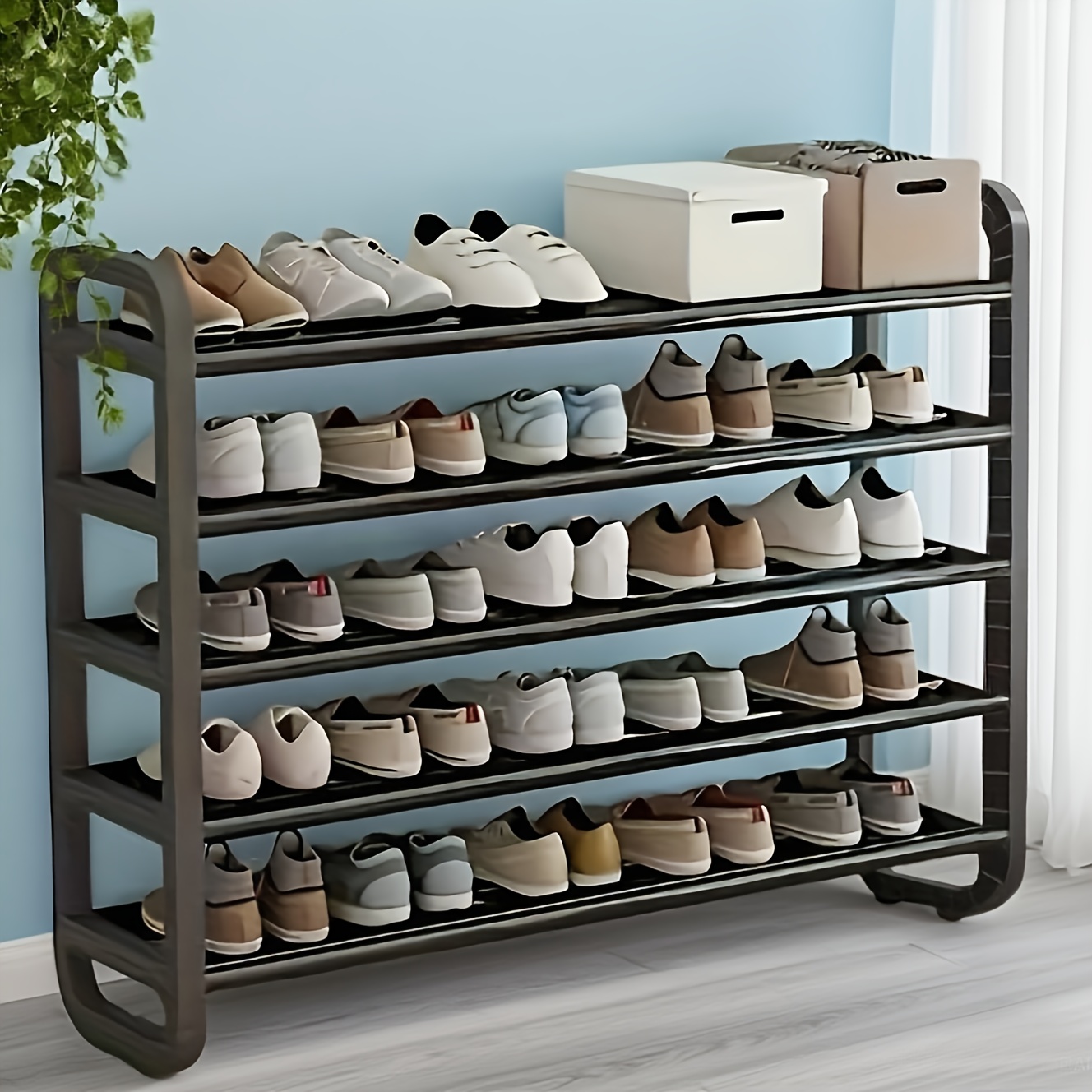 Space-Saving Heavy-Duty 5-Tier Shoe Rack - Holds 18 Pairs of Shoes, Narrow Vertical Standing Cabinet with Sturdy Metal Frame No   for Entryway, Closet, Dorm & Apartment – Modern Black Compact Organizer, Foldable Shoe Rack, Shoe Organizer Space Saver, Shoe Rack Narrow, Entryway Shoe Storage, Heavy Duty Shoe Rack,  ,   Build, Durable Construction,  ,  
