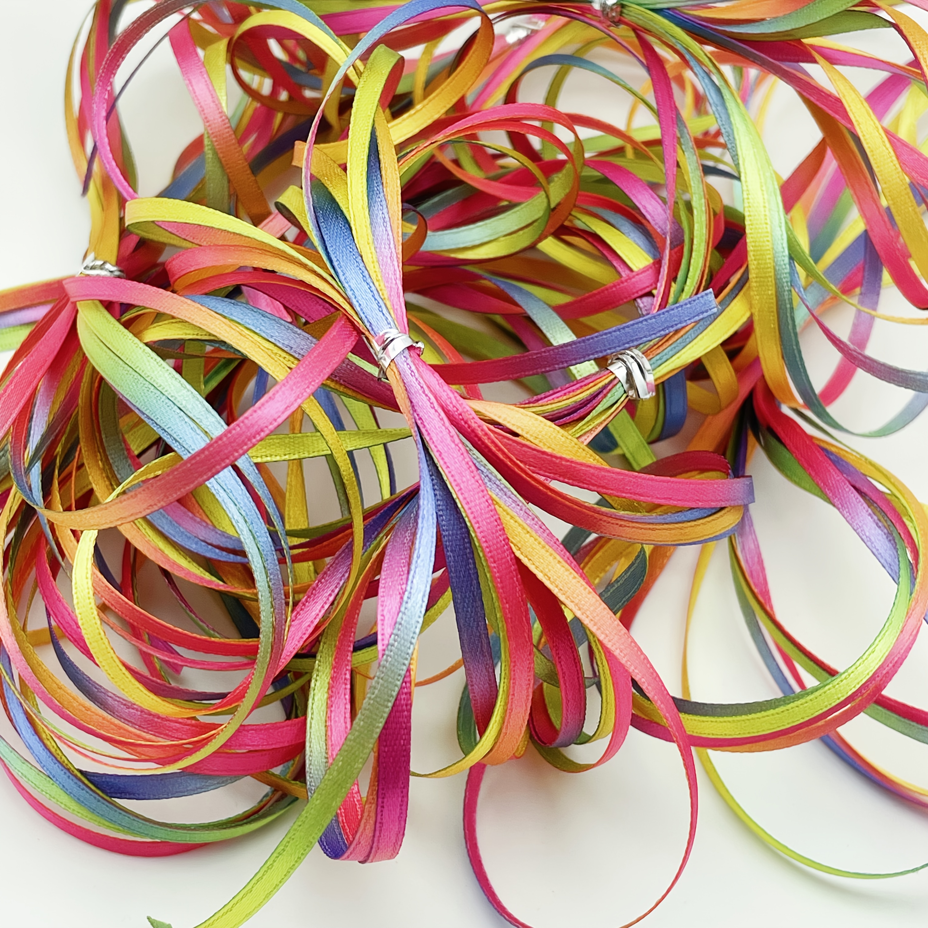 Image of 3yards, 3mm 1/8inch Gradient Satin Ribbon Polyester Ribbon For Handmade Bow Romantic Gift Packaging Jewelry Making Wedding Christmas Decoration Hair Tie Ribbons Crafting