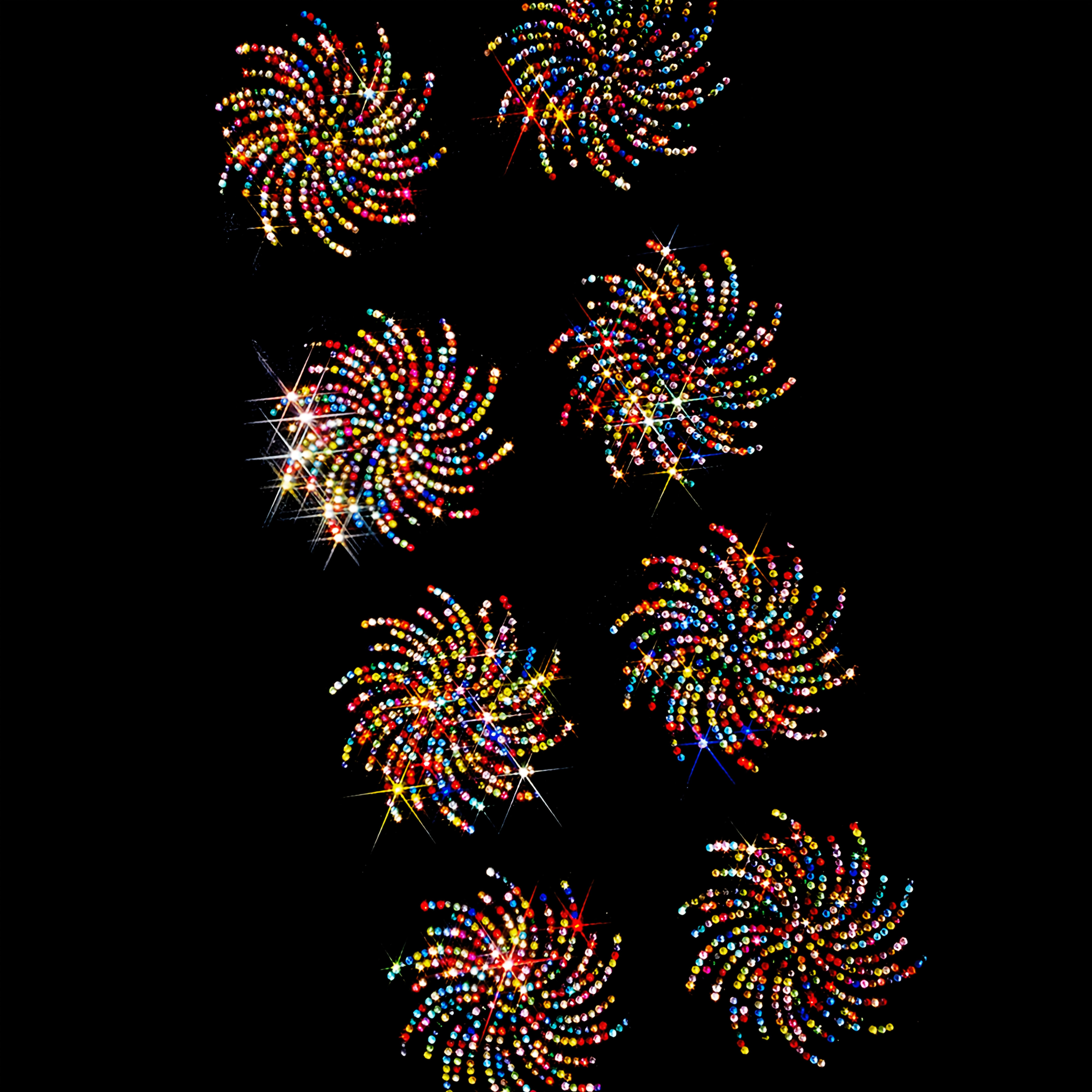 Set Of 8 Colorful Rhinestones For Firework-themed Decoration