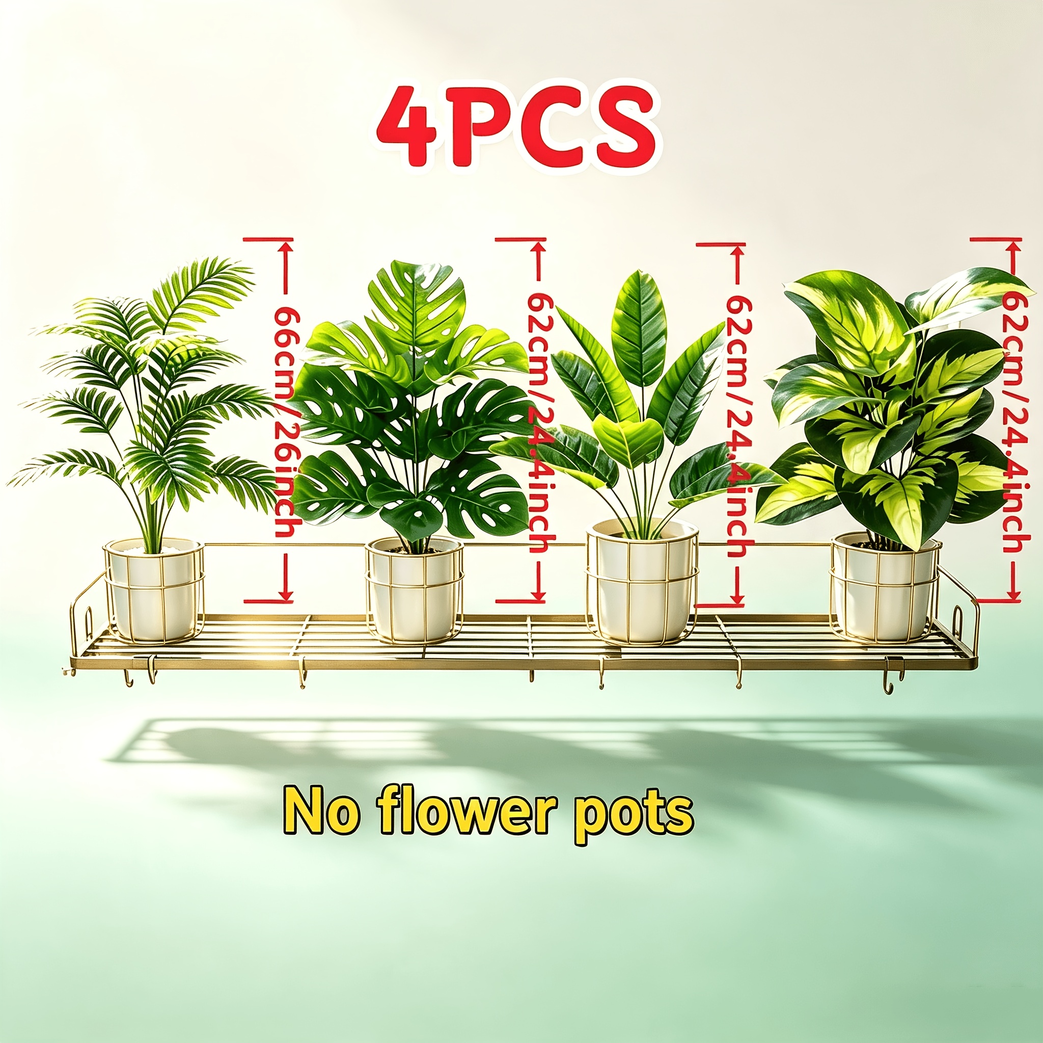 TEMU 4pcs Autumn/ Artificial Palm Tree Set, Style, Upright Stems, Large And Leaves, Maintenance-free, Suitable For Indoor Decoration/outdoor Scenery,
