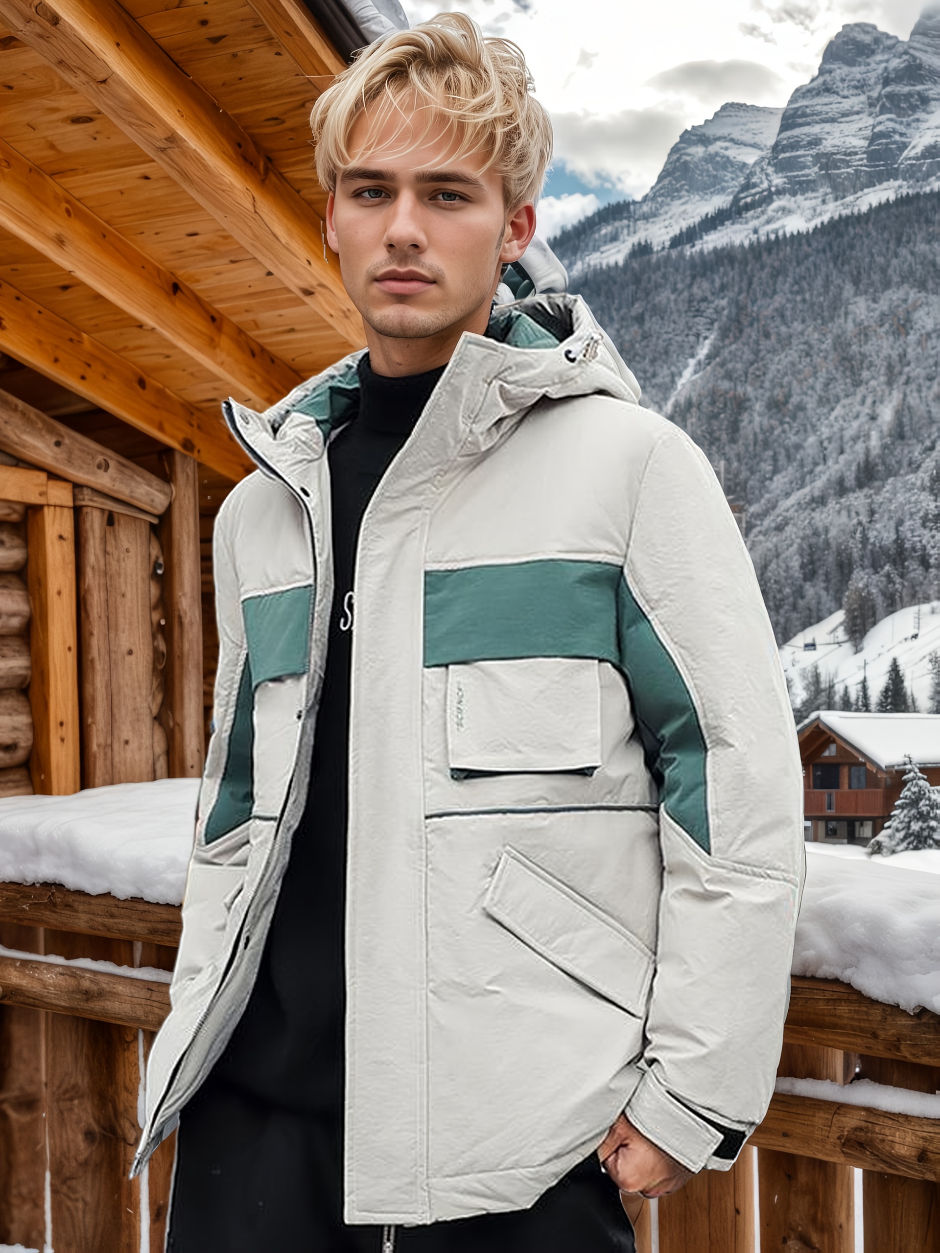 Men's Autumn/Winter Hooded White Duck Down Jacket