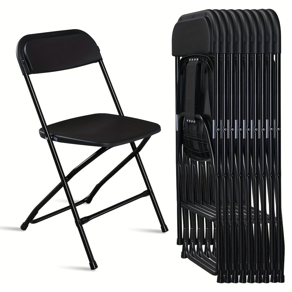 

4pcs\10pcs Black Plastic Folding Chair, Indoor Outdoor Portable Stackable Commercial Seat With Steel. Capacity For Outdoor Events Office Wedding Party Picnic Kitchen Dining