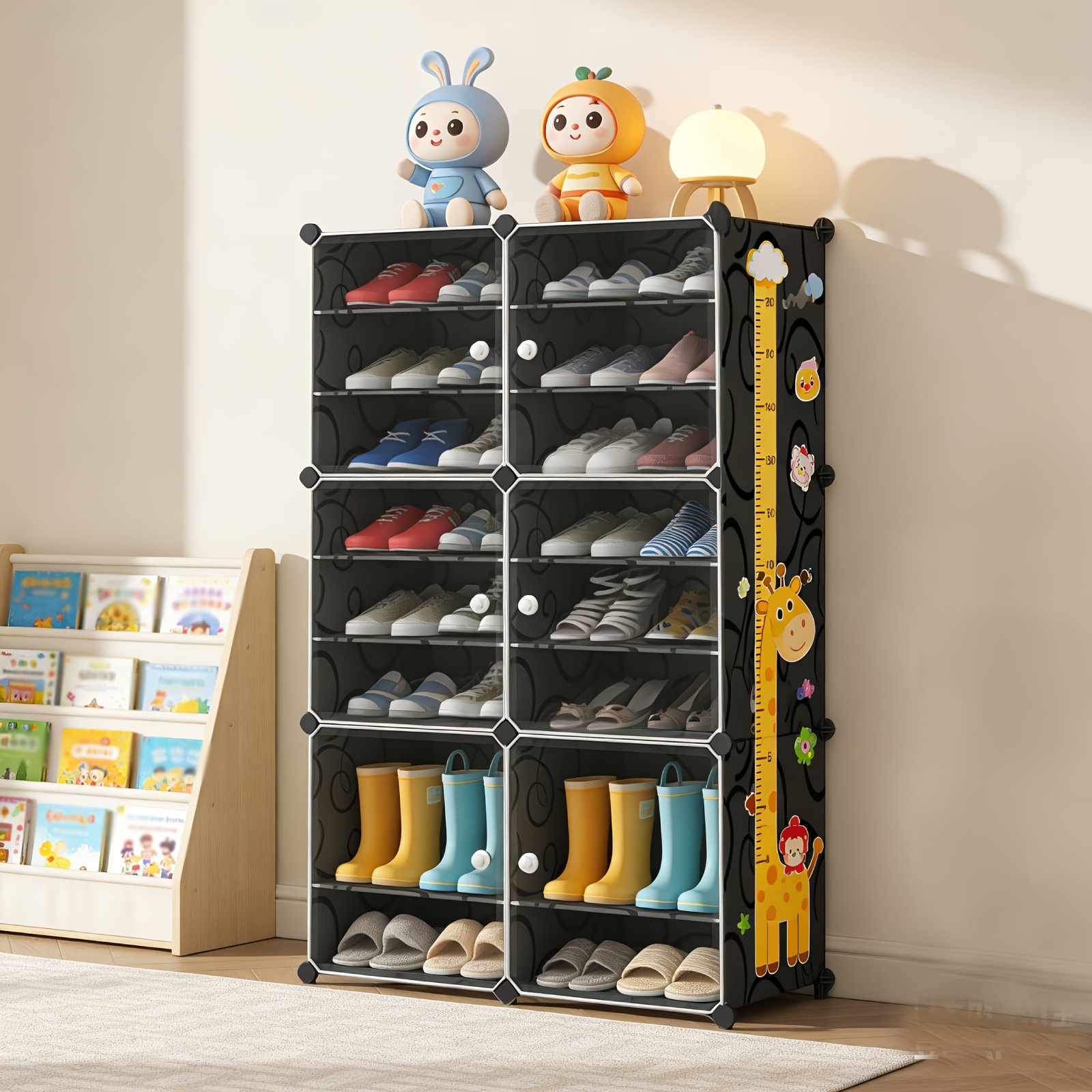 TEMU Portable Wardrobe, Storage Organizer Unit, Cube Closet, Storage Cubes For Clothes, Modular Cabinet 9-tier Shoe Rack, Plastic Shoe Storage