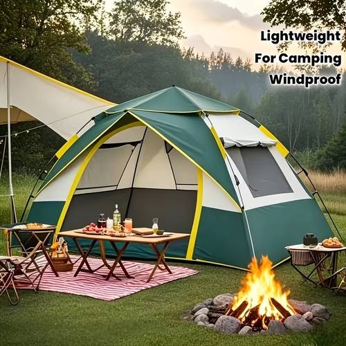 automatic instant setup camping tent 1 3 3 4 person tent with dual doors mesh windows windproof lightweight green beige tent for camping hiking hunting travel outdoor shelter campers accessories camping tent gift
