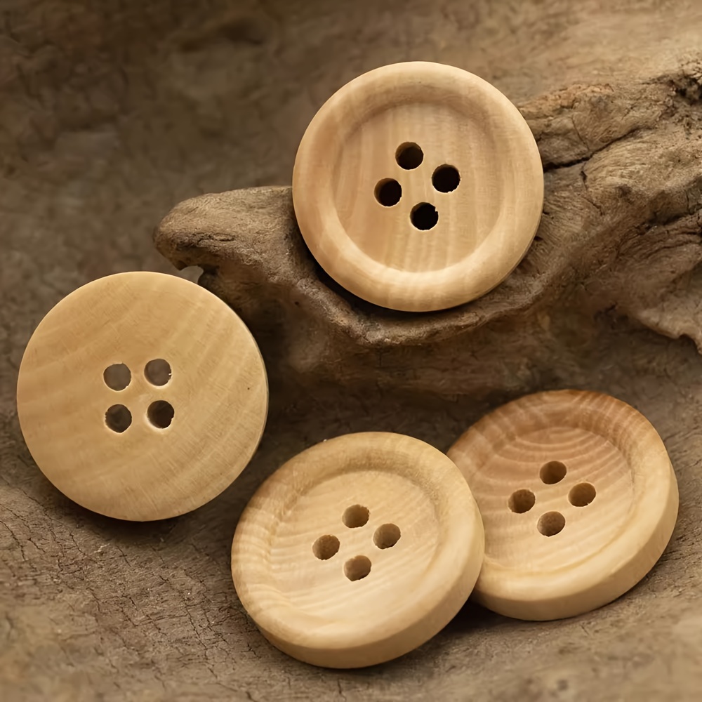 

Set Of 20 Natural Wood Buttons With 4 Holes, Sizes: 1.5cm/0.59inch, 2.0cm/0.79inch, 2.5cm/0.98inch - Perfect For Sewing Accessories And Clothing