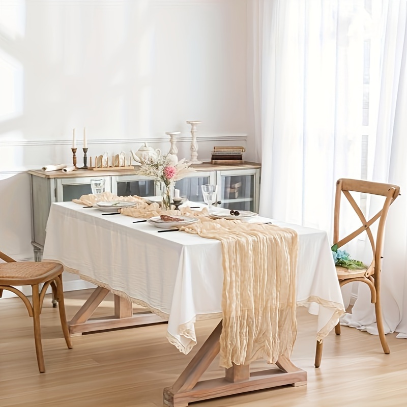 Boho Green Gauze Table Runner Semi sheer Cheesecloth - Temu