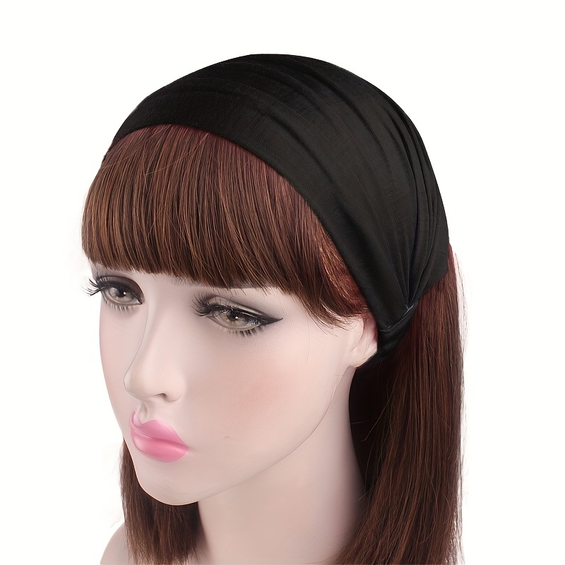 Unisex Solid Color Elastic Headband With Wide Elastic Headband And Cap
