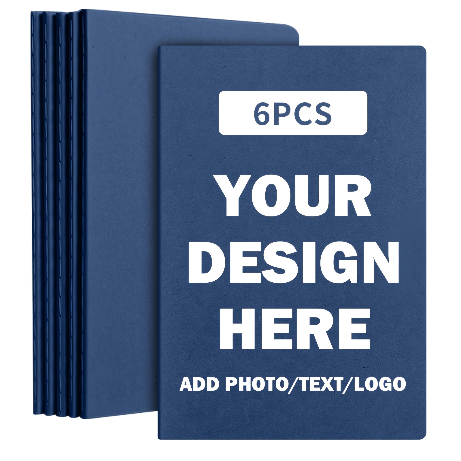 TEMU 6-pack Of Customizable A5 Notebooks With Your Text ; Bulk Designs; 100-page Lined Notebooks; Ideal For Back-to-school Supplies For Schools And