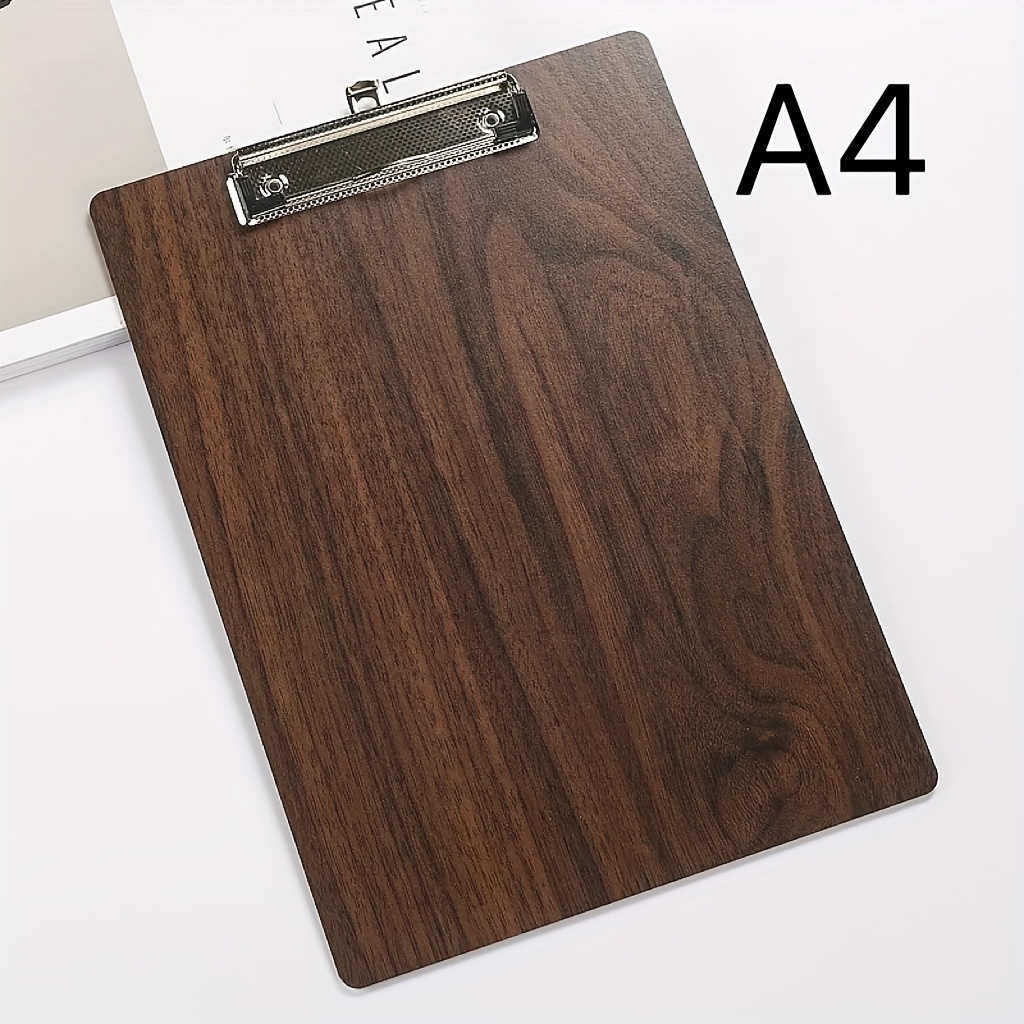 1pc A4 Wooden Writing Clipboard With Stainless Steel Hook, Multi-functional File Holder For Notes, Photos, And Documents