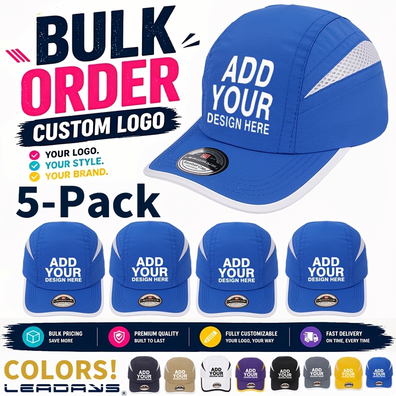 TEMU 5-pack Custom Logo Outdoor Running Hat Baseball Quick Dry Breathable Super Light For Men Women, Soft Top Outdoor Hat