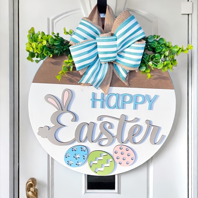 

Classic Easter Wreath For Front Door, Manufactured Wood Door Mount Decor, Sign, Hanging Ornament, With No Electricity Or Feathers Required For Door Mount