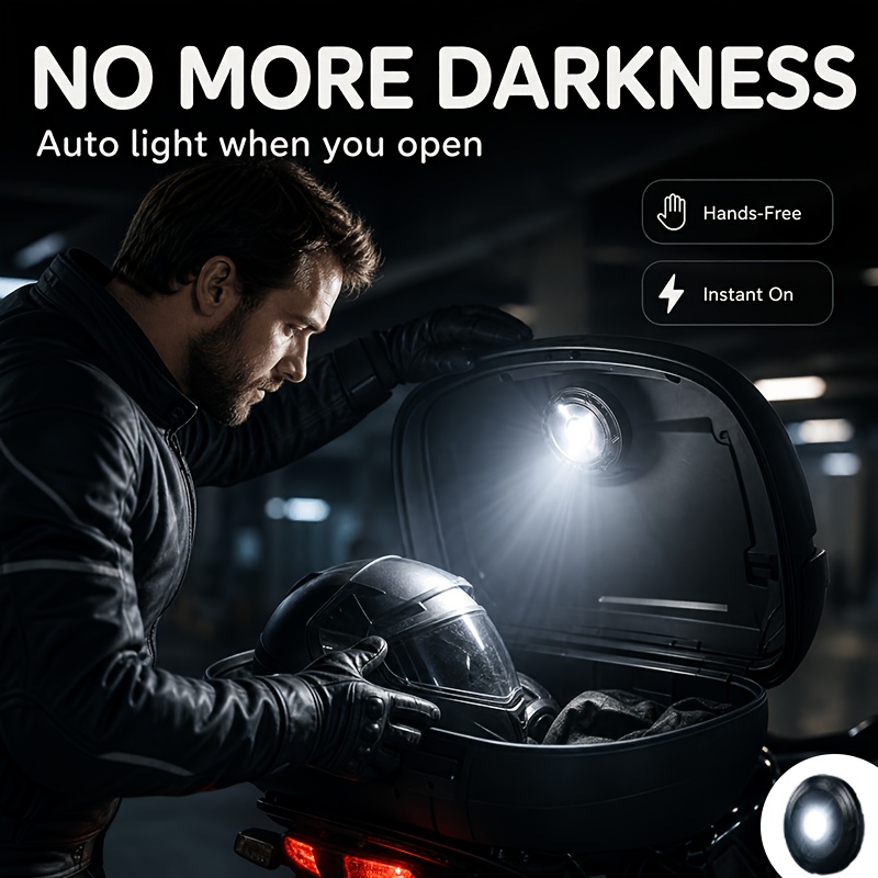 TEMU Black- Led Motion Sensor Light- To Repeatedly Manually. Ideal For Motorcycle Rear Trunks And Side Cases, As Well As Providing Auxiliary Lighting