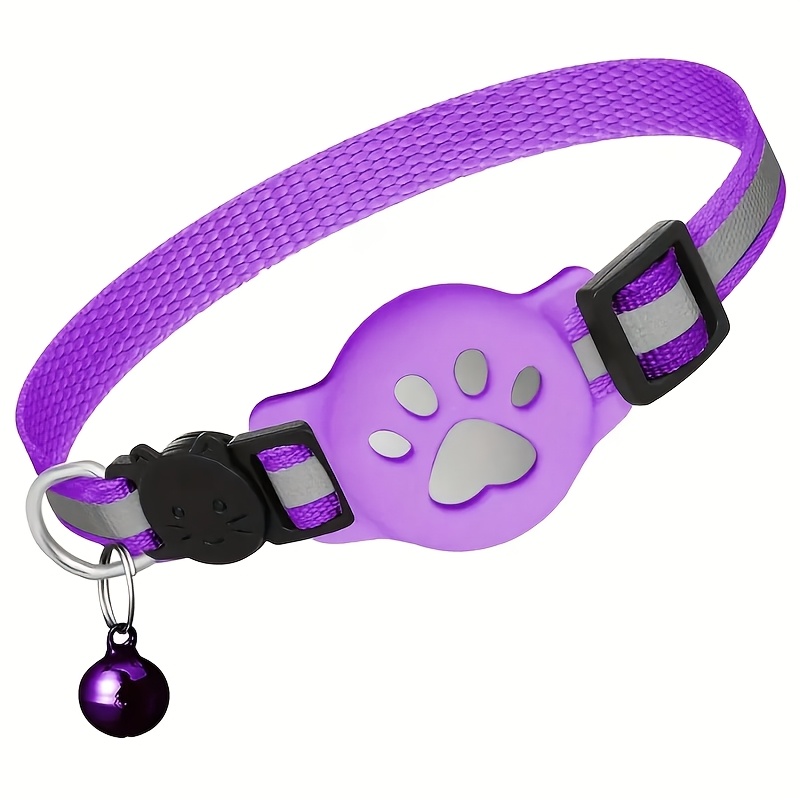 TEMU 1pc Airtag Cat Collar And Reflective Stripes, Adjustable 7.48-12.59in Breakaway Design, Abs , Pet Supplies, Gifts, Without Battery (excluding