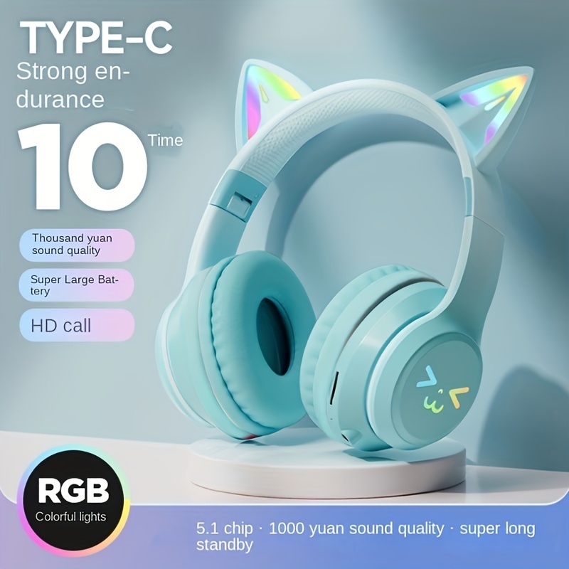 5 1 chip wireless over ear headset with large battery capacity long standby time hd call high details 0