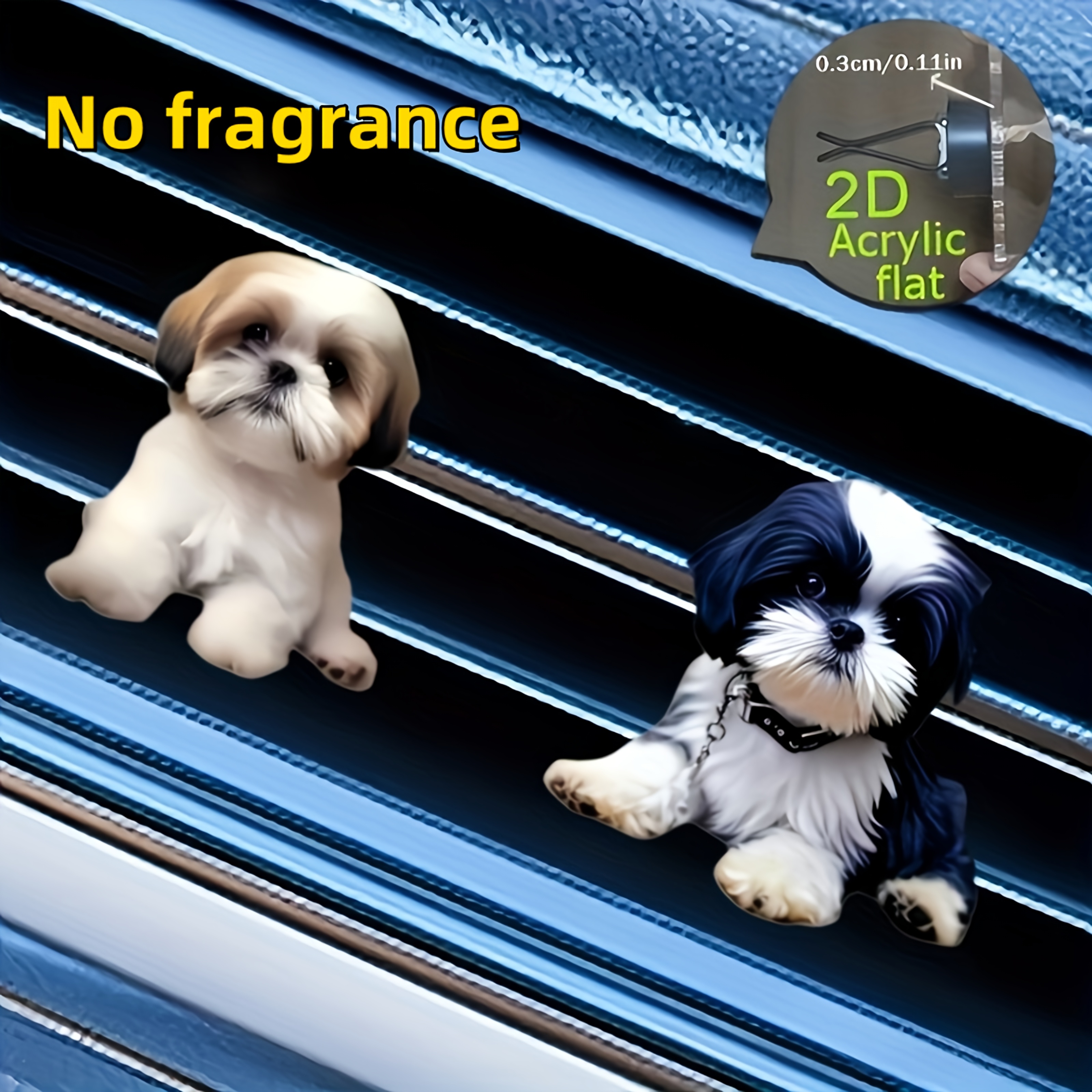 TEMU 2d Flat, 2pcs Cute Dog Pattern "unscented" Car Vent Decor Clips, Car Fragrance Diffuser, Includes 2 Odorless Sponge Pads, Allows You To Add Your