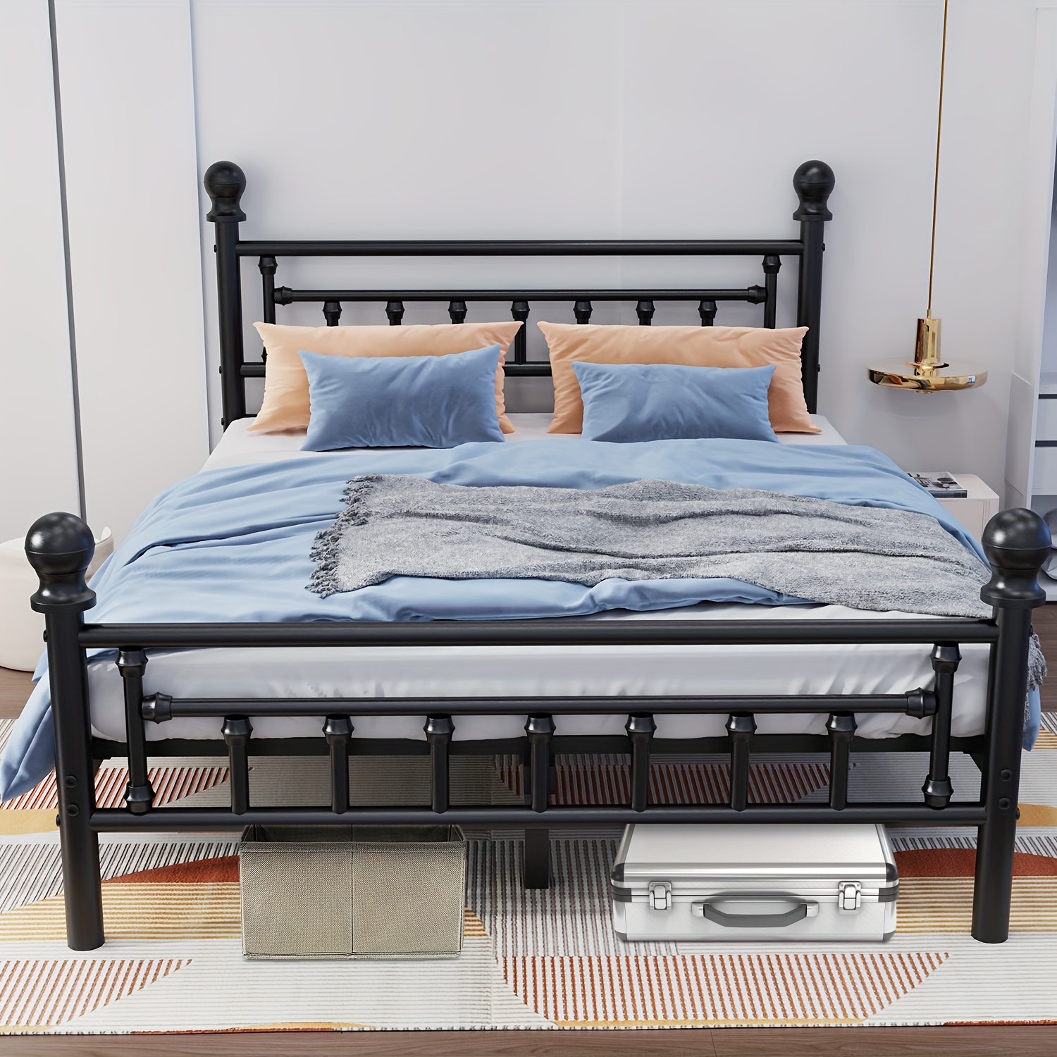 vintage pattern bed frame black single  