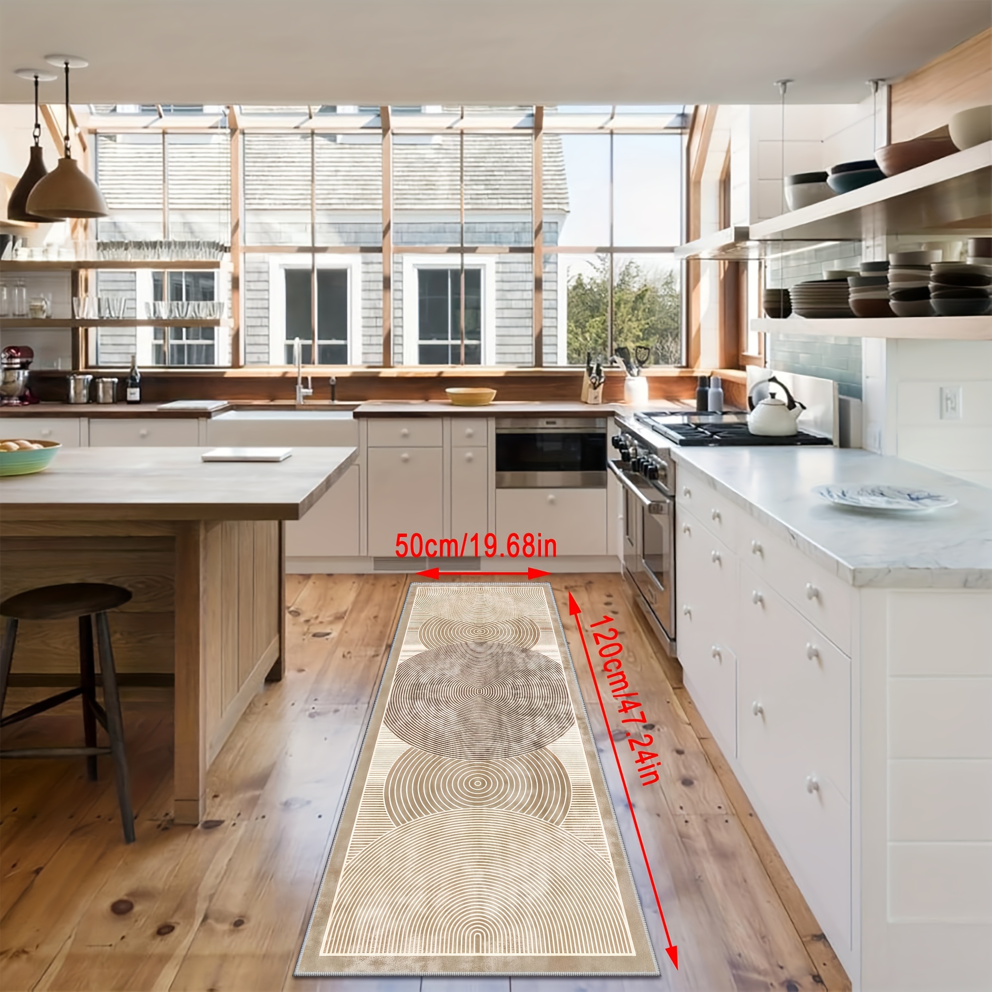 E-shop 1 Stück Moderner Stilvoller Nordischer Stil Wohnzimmer Flur Langteppich, Leicht zu Reinigende Balkon Küchen Bodenmatte, Maschinenwaschbarer