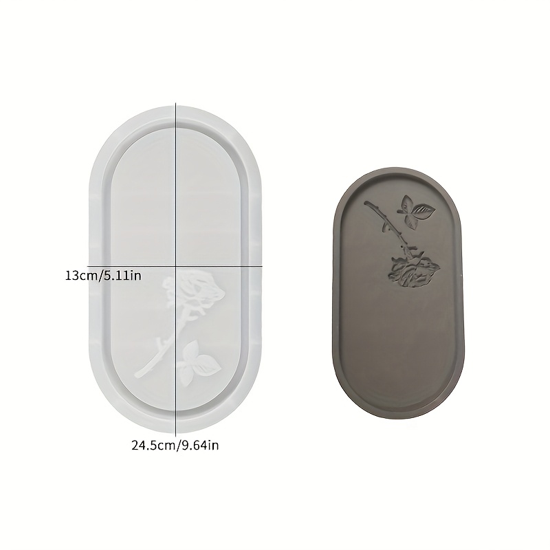 Image of Oval Tray Molds Silicone Rose Shape Pallet Molds Concrete Dish Mold Handmade Cement Jewelry Holder Mold Flower Animal Pattern Plate Home Decor Mold