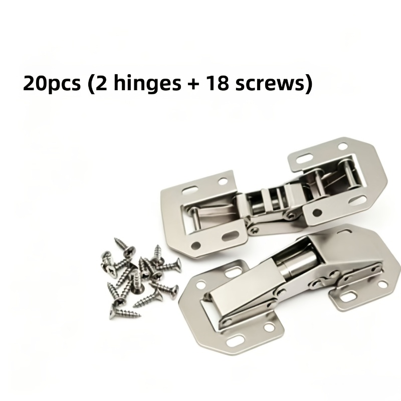 TEMU 20pcs Including 2 Hinges And 18 Screws, Hidden Cabinet Door Hinges, Silent Hinges, No Drilling Required Invisible Folding Hinges For Cabinets,