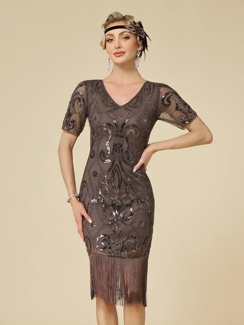 1920s vintage sequin dress themed flapper gown - Temu 1920s vintage sequin dress themed flapper gown - Temu