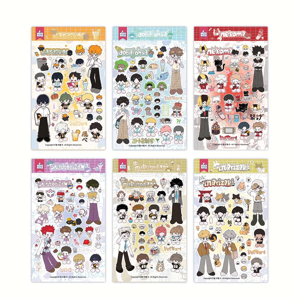 

6pcs Anime Character Stickers Set, Paper Material, Single Use, Vibrant Cartoon Decals For Teens And Adults, With Popular Manga Series For Laptops, Notebooks, And More