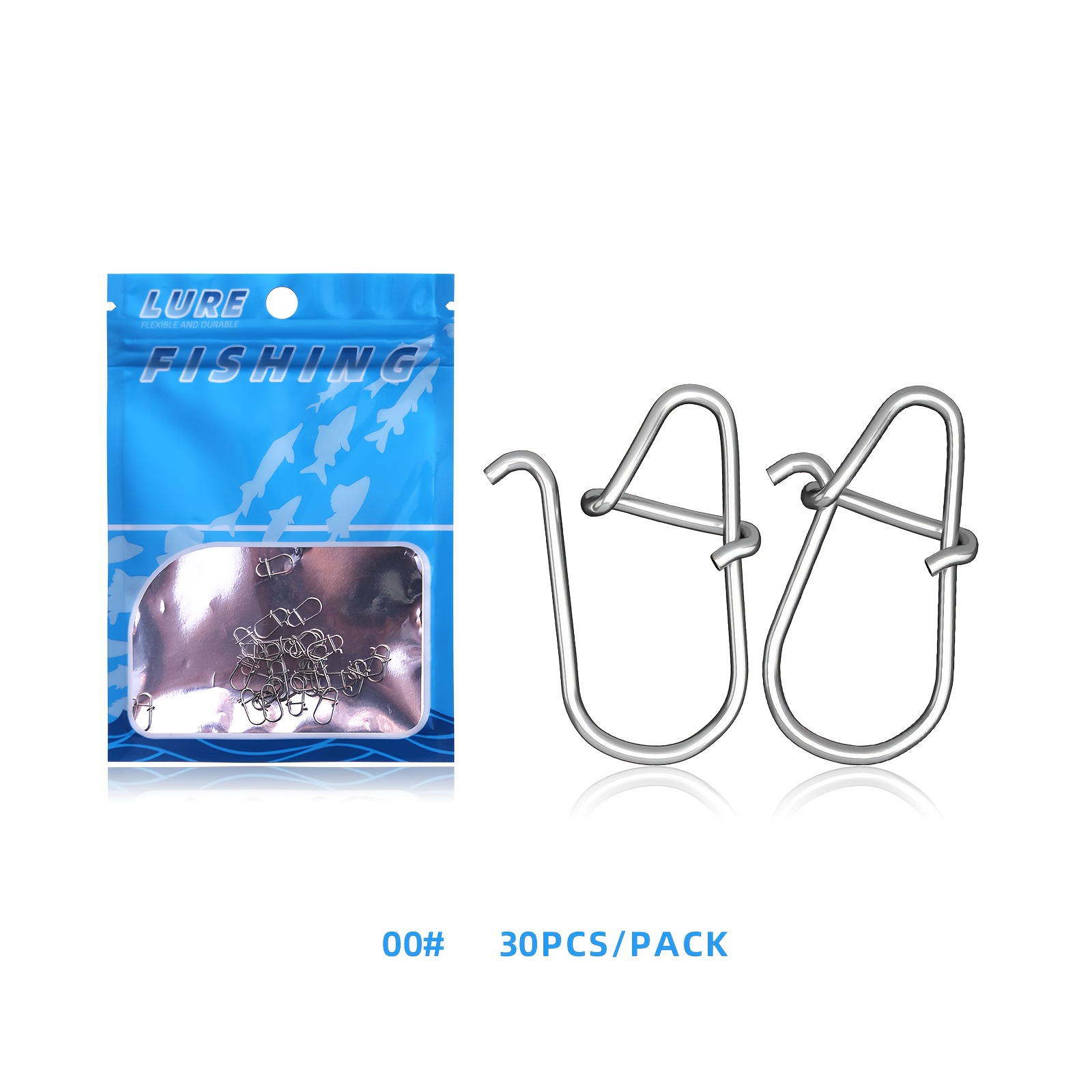 TEMU 30pcs Stainless Steel Gourd-shaped Pin Bagged Lure Hard Bait Connector Heavy-duty Swivel Fishing Accessories