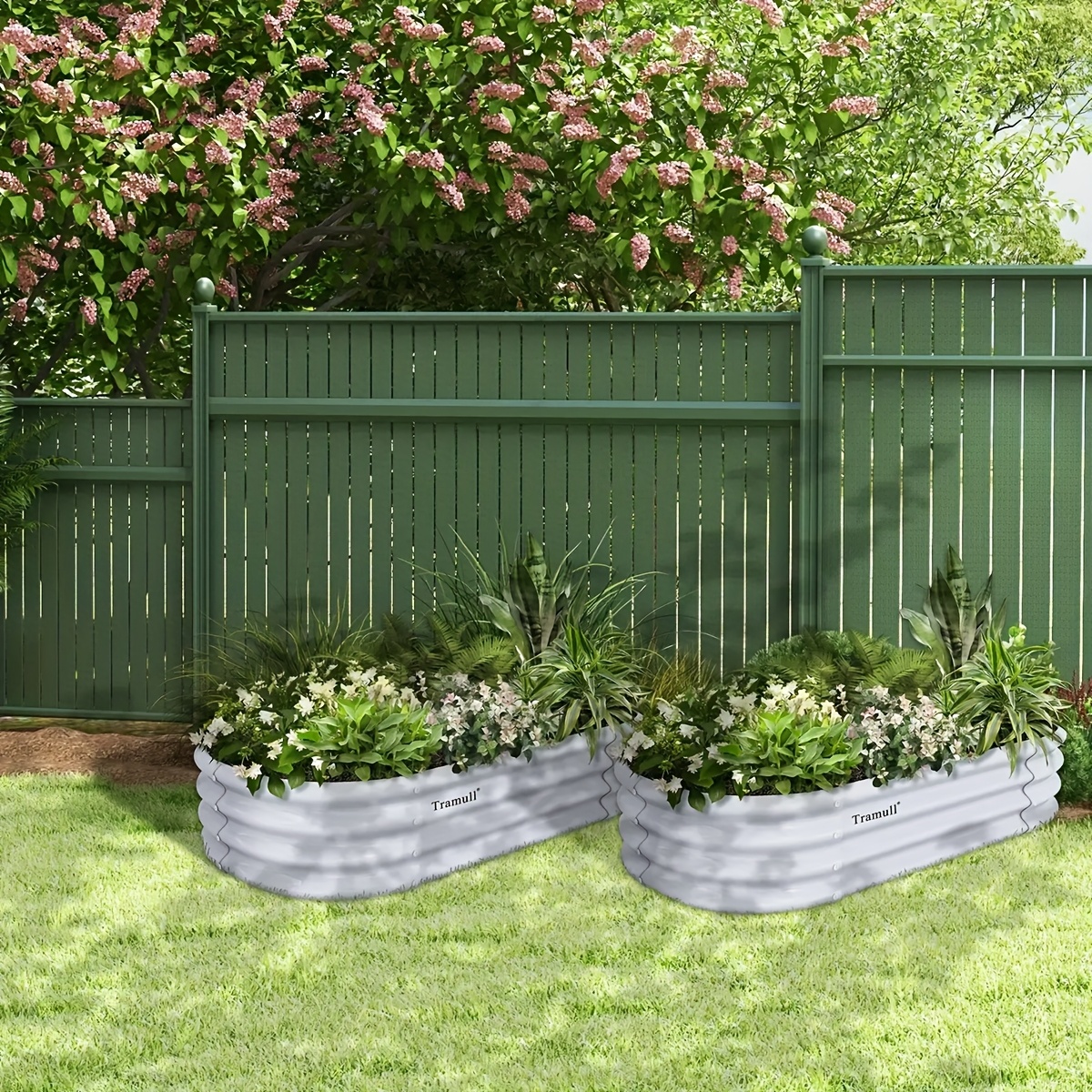 

4x2x1ft Galvanized Raised Garden Bed Kit Oval Metal Ground Planter Box Outdoor Planter Raised Beds For Vegetables Flowers Herbs Fruits, Gray