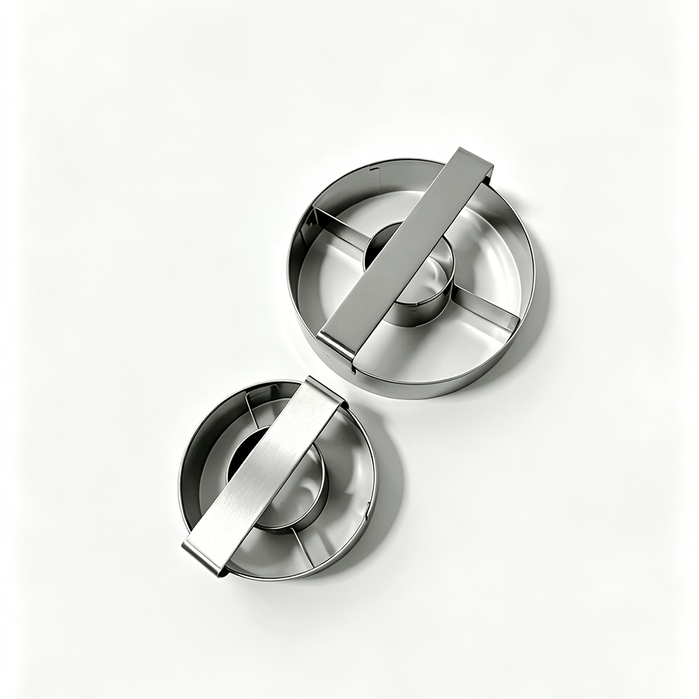 TEMU 2pcs Big Plus Small Stainless Steel Donut Cutters, Donut Molds With Handles, Pastry Donut Cookie Cutters, Home Baking Tools