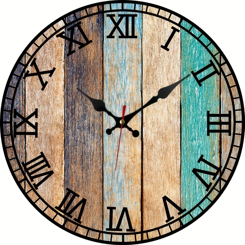 

1pc Wooden Wall Clock, Board-design Wall Clock, Silent Clock, For Living Room Bedroom, Room Decor, Home Decor, Kitchen, Office Decor, Day Spring Decor