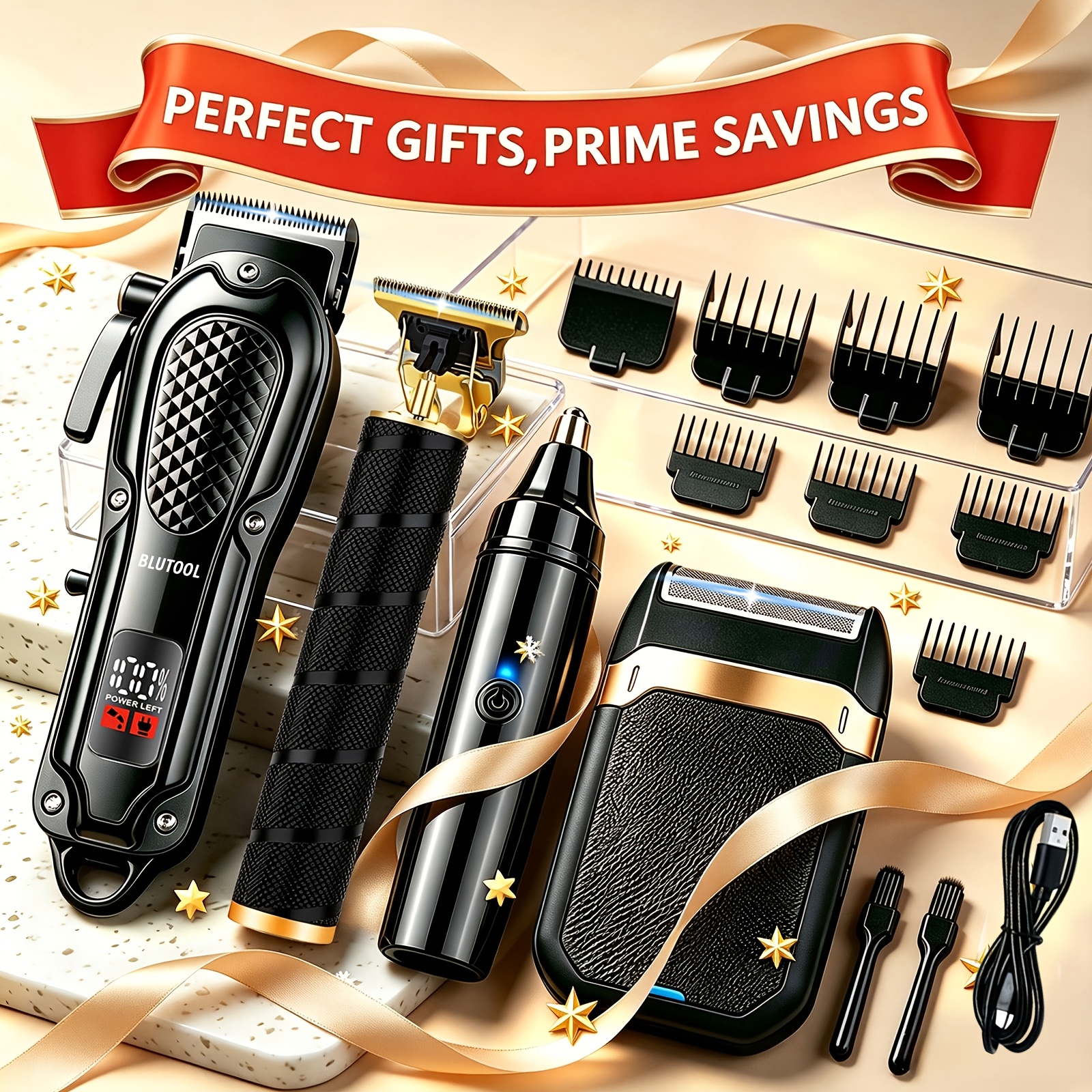 2pcs/4pcs Men's Cordless Hair Clipper Kits - USB Charging Electric Hairdresser, Household Car Travel Use, Halloween, Christmas Gifts, Birthday Gifts, Perfect for Men, Husbands, Or Boyfriends. Barber Kits, Barber Tools