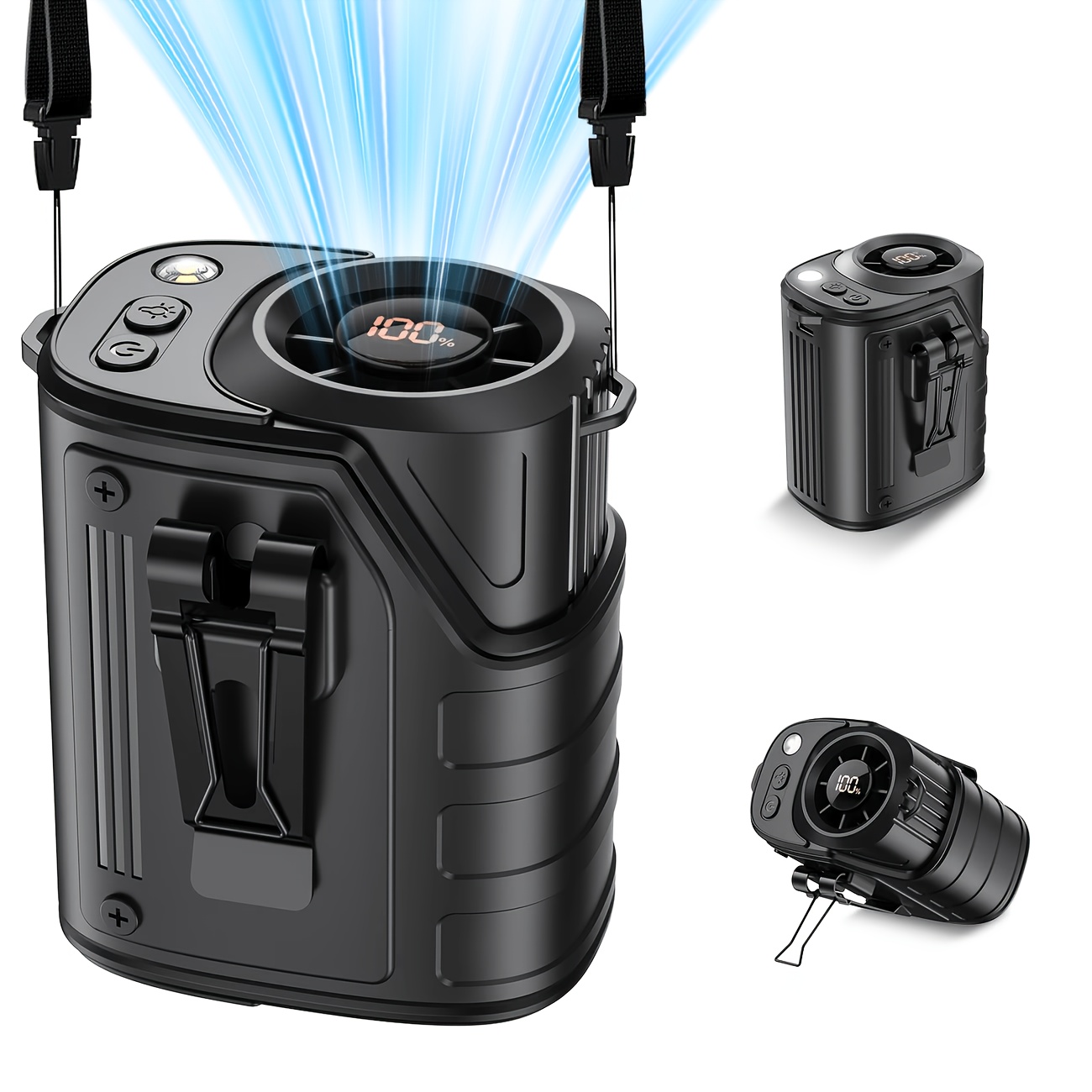 TEMU W&o Portable Waist Fan | Neck Fan | Desk Fan - 18000rpm Powerful Brushless Motor, 4 , 3600mah Battery, Usb Charging, Led Electric Quantity