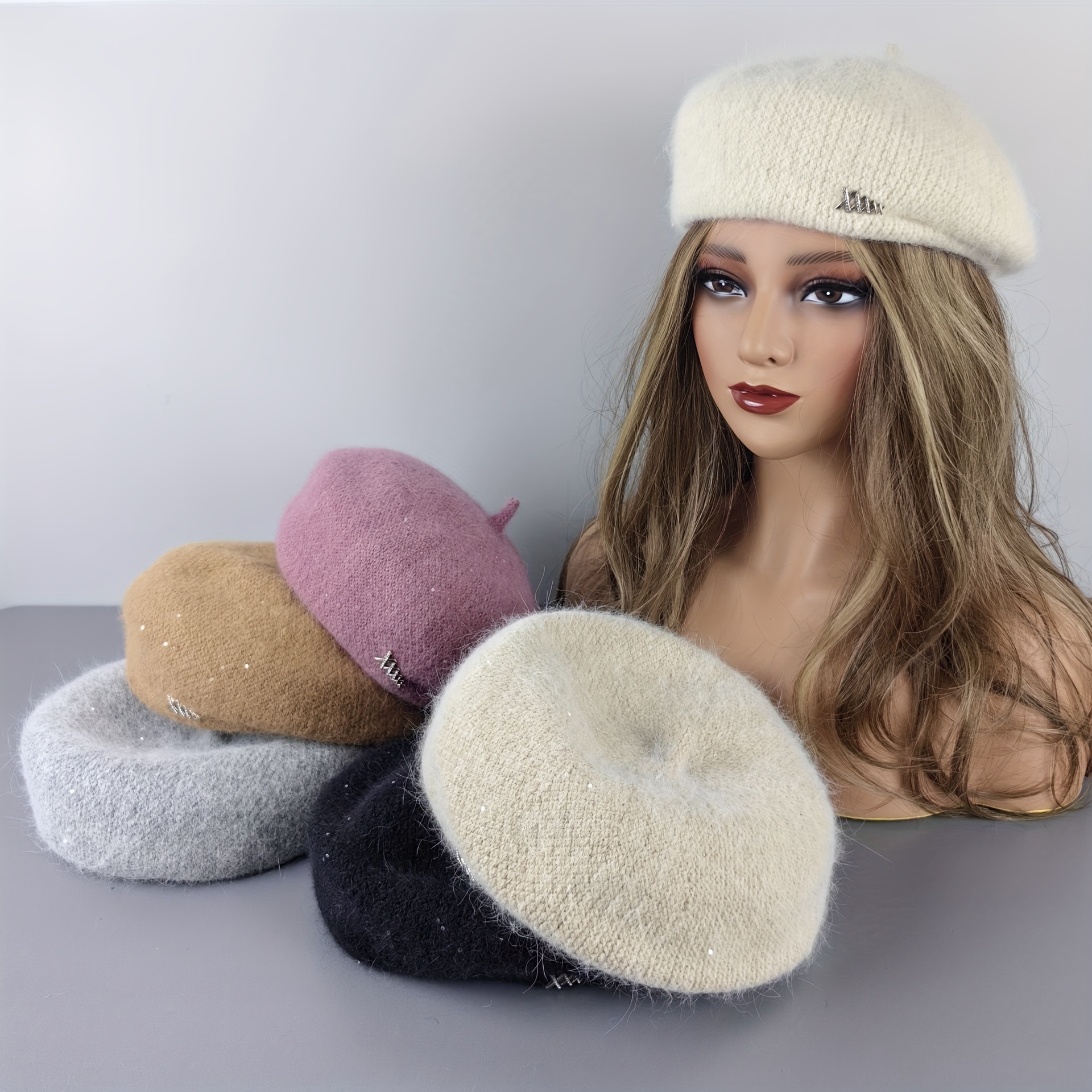 French Beret Cap Cream Wool Beret Vintage Cream Wool Beret Hat