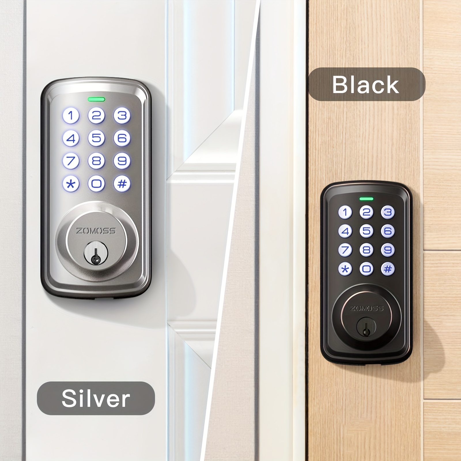 

Zomoss - Entry Door Lock - Keypad Door Lock - + Touch Lock - 20 Codes - - Illuminated Keypad - - Indicator Light - Suitable For All Doors - (without Door Handle)