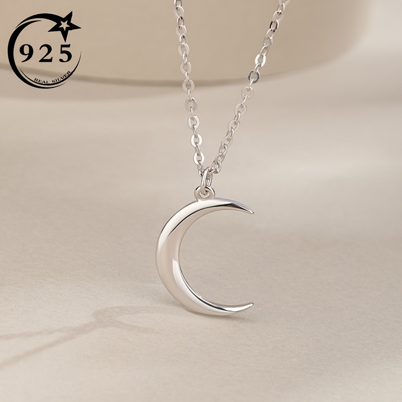 

S925 Sterling Necklace For Women, , Simple, Ins, Landscape, Design, Clavicle Chain, Silver Pendant, 2g/0.07oz