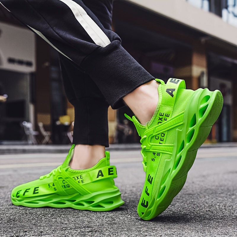 mens neon green breathable mesh running shoes lightweight Temu