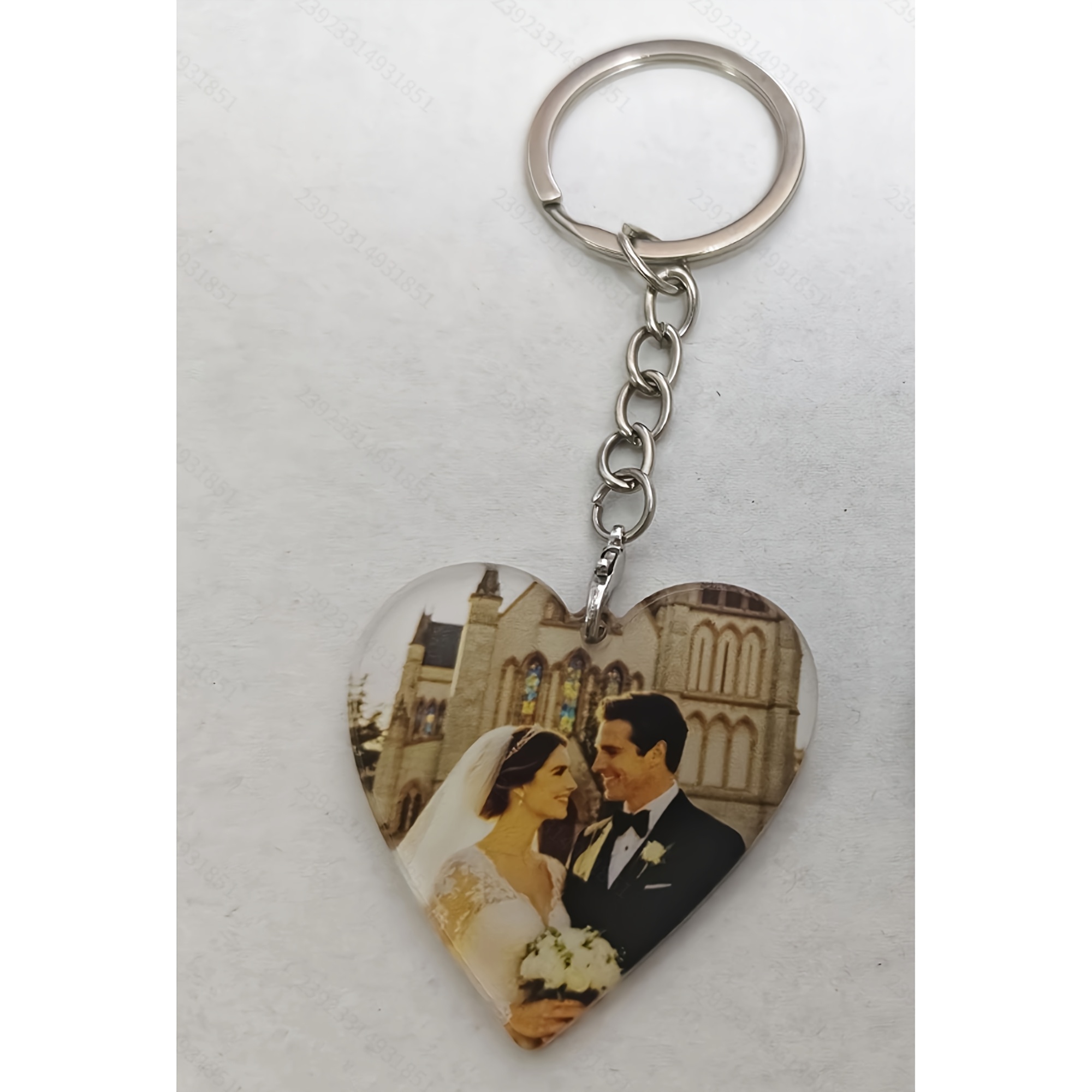 TEMU Llavero 2D con foto personalizada de , regalo de boda personalizado para , llavero con foto grabada, adecuado para aniversarios y Día de San