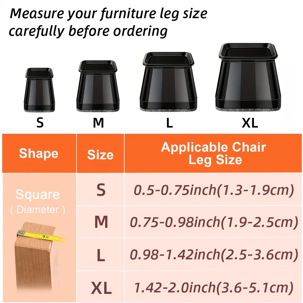12pcs black silicone chair leg protectors square rubber Temu