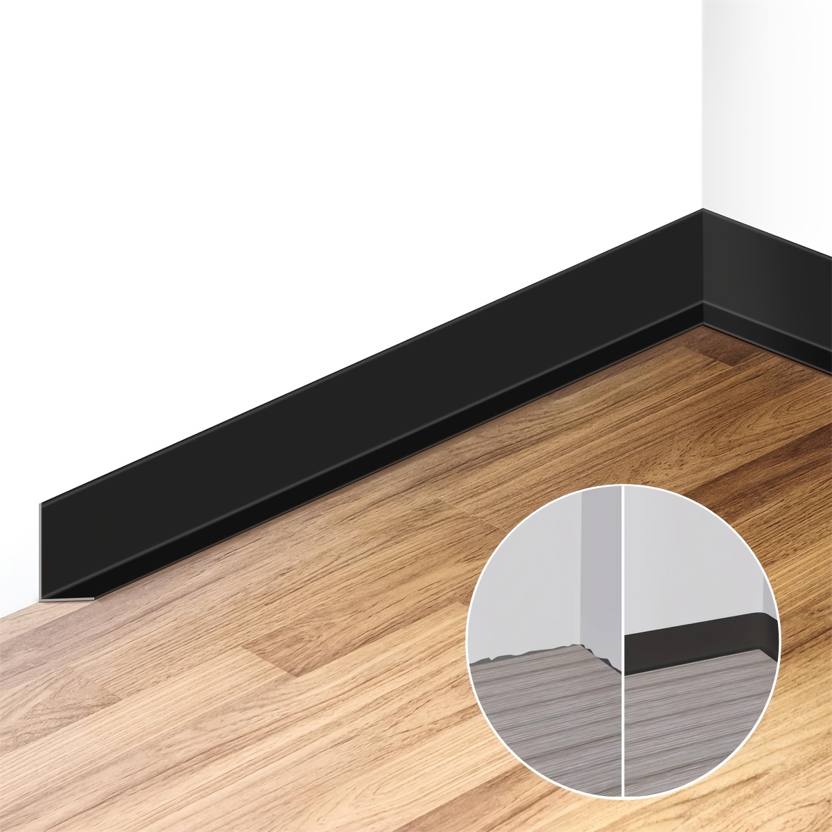 TEMU 1pc Zócalo de PVC Autoadhesivo, 8cm x 2m - Fácil Instalación, Moldura Flexible Decorativa con Protector de Esquina, para Renovación del Hogar y